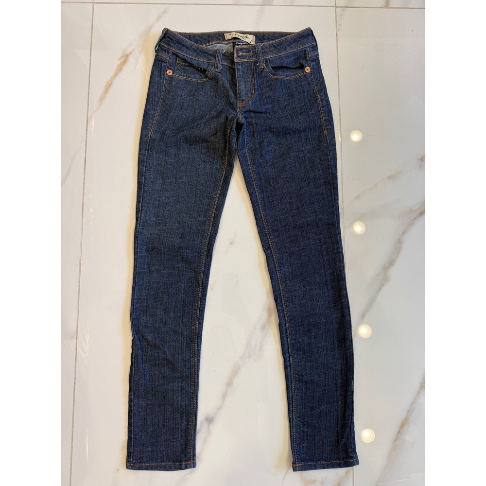 Fragile‎ Blue Jeans Womens Size 5 Dark Wash Skinny Denim Low Rise Embroidered